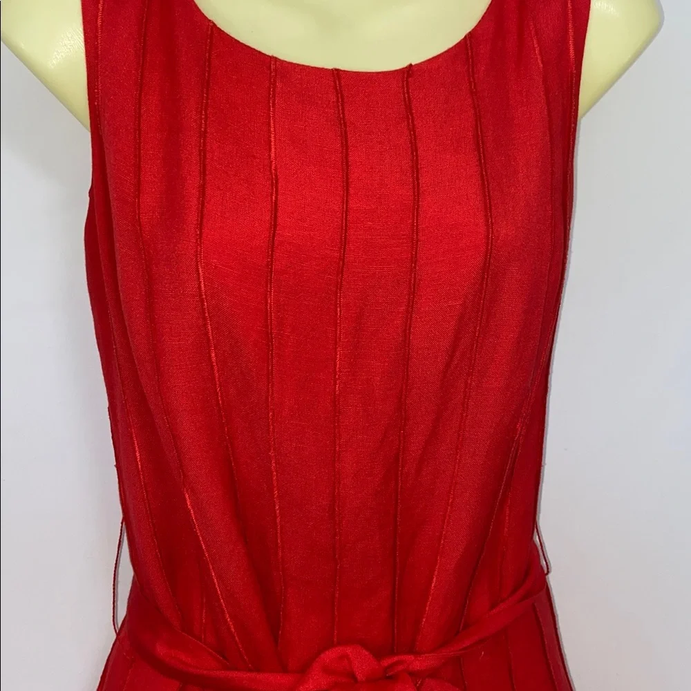 Calvin Klein Dress Red Fit and Flare Matching Belt Nwot 8 - Picture 4 of 7